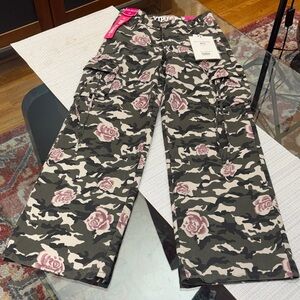 VIP Camouflage Pants with Pink Rose Design